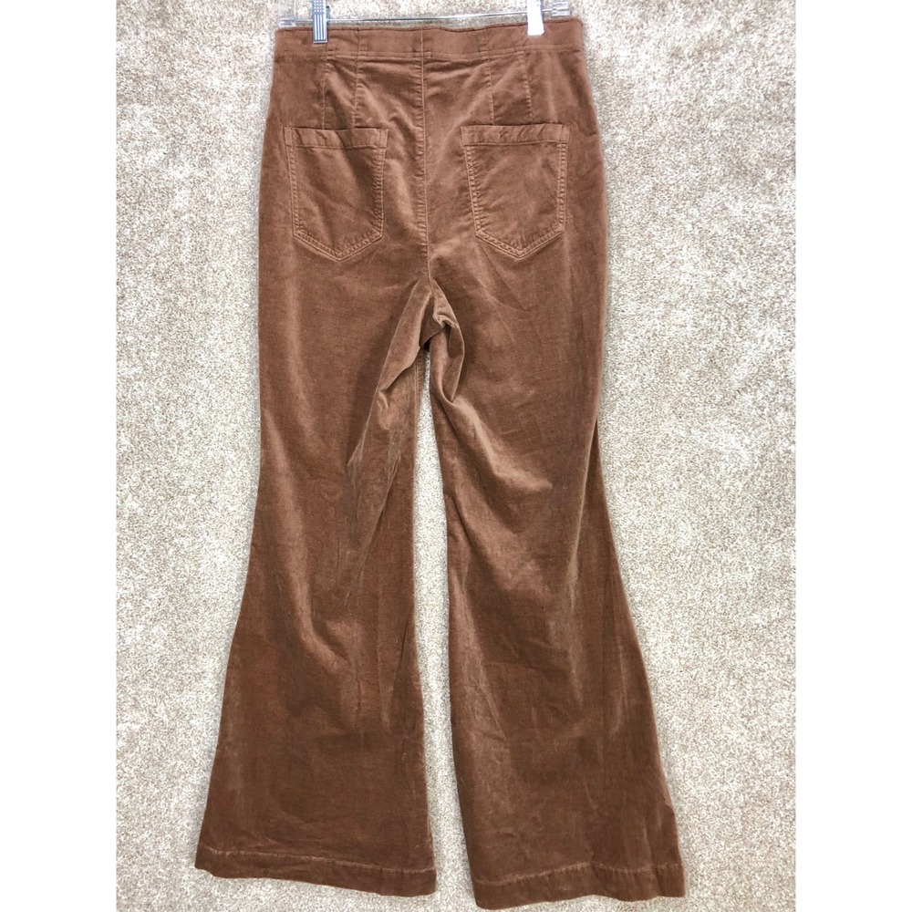 Pilcro High Rise Velvet Retro Flare Pants Women 30 Brown Stretch Bell Bottom 70s - Picture 3 of 8